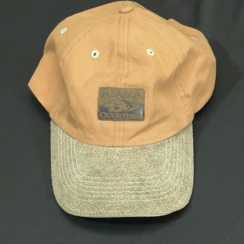 VTG Alaska Outfitters Brown Strapback Dad Hat Suede Visor Cap Adult Outdoor